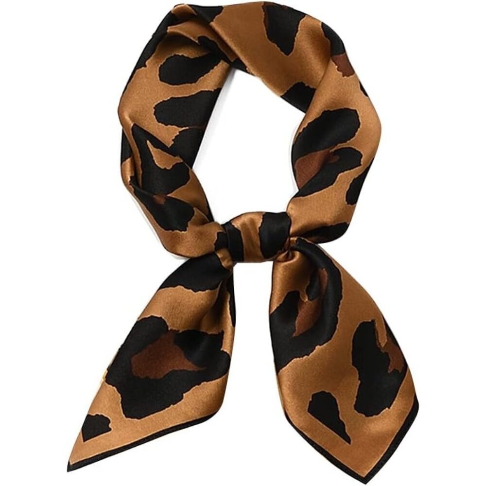 Pure Mulberry Leopard-2 Square Scarf Women Soft Head Neck Scarf Gift Packed